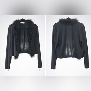 Calvin Klein Black Cardigan with Faux Fur Trim